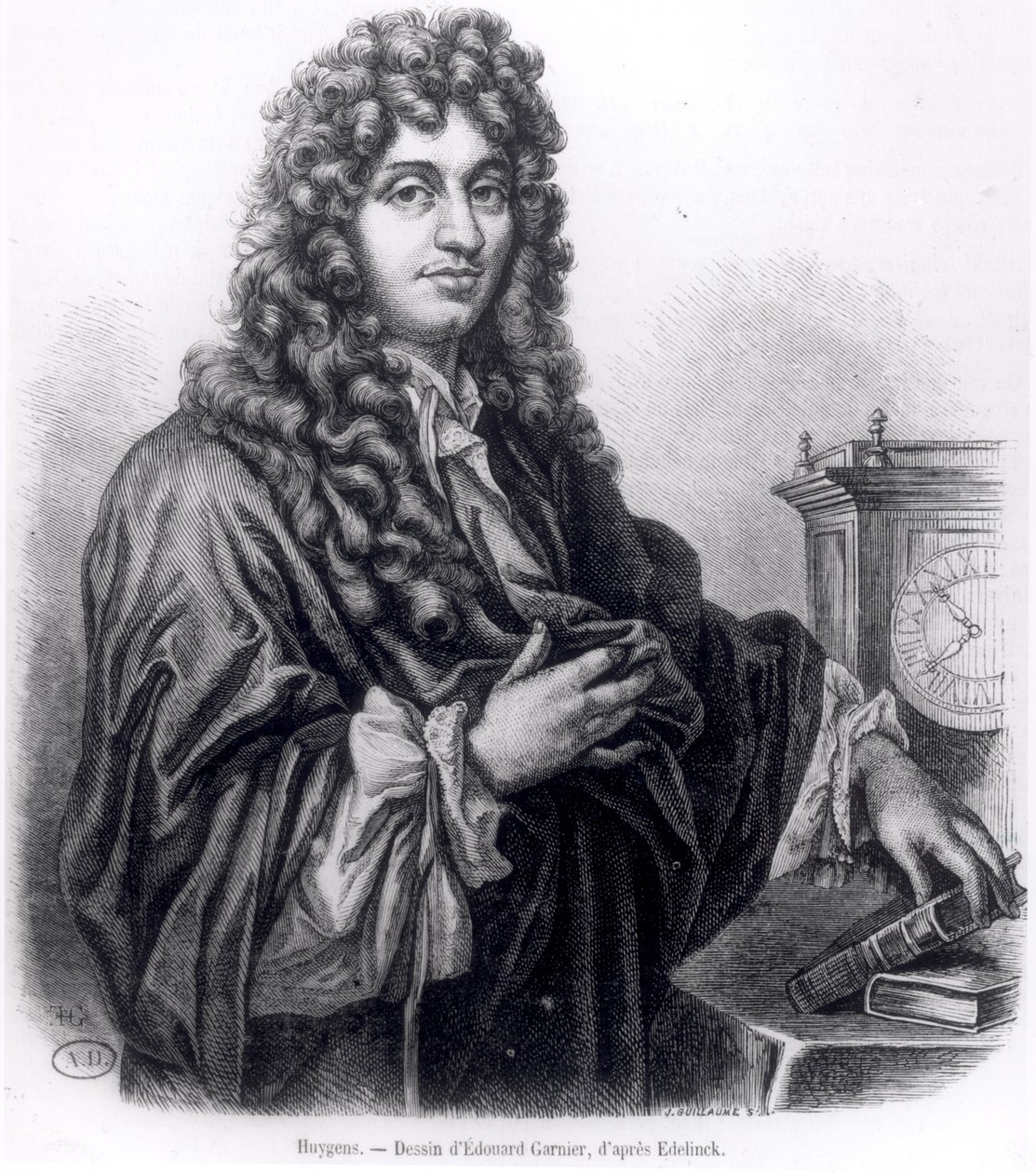 Christian Huyghens (1629-95) vyryl Edouard Garnier od Nicolas Etienne Edelinck
