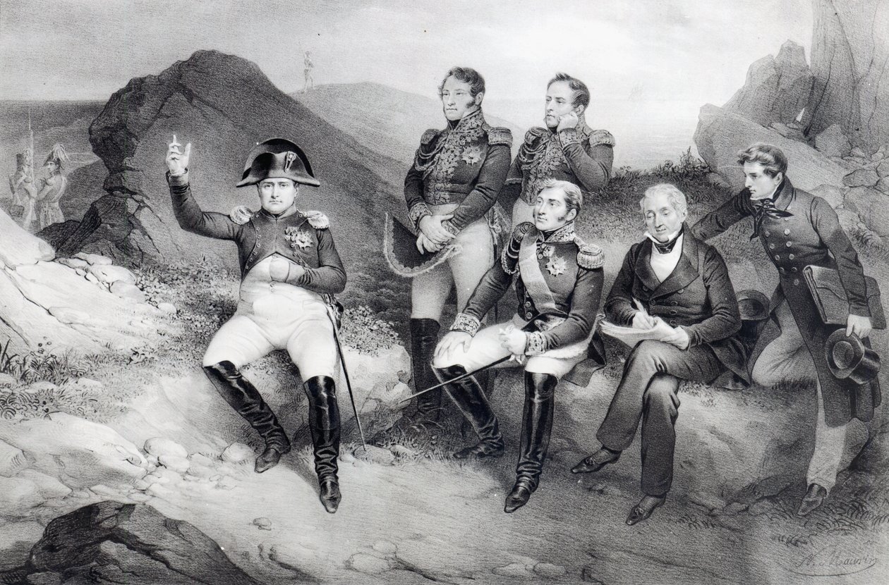 Císař Napoleon I. (1769-1821) diktuje své paměti Emmanuelu Las Casesovi (1766-1842) na Svaté Heleně, 1860 od Nicolas Eustache Maurin