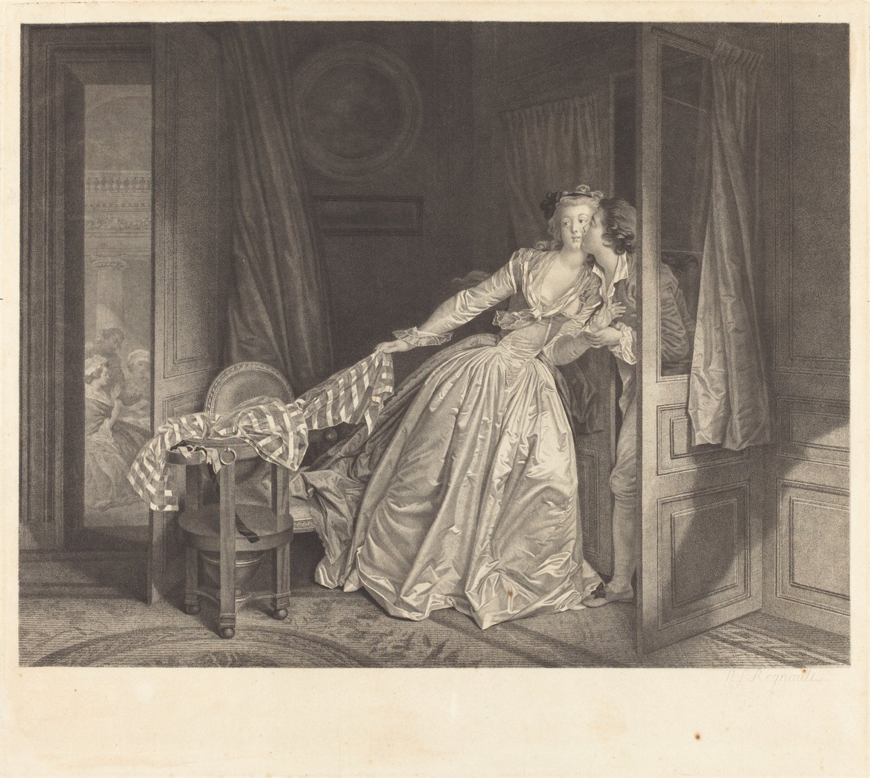 Ukradený polibek od Nicolas François Regnault after Jean Honoré Fragonard