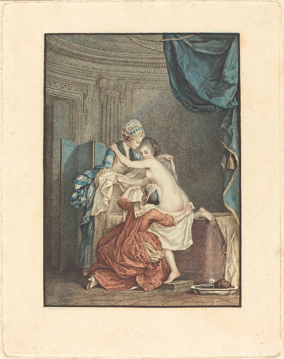 Le bain (koupel) od Nicolas François Regnault after Pierre Antoine Baudouin