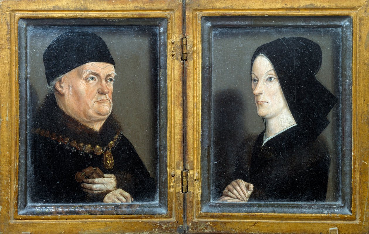 Diptych Matheron: portréty Reného, vévody z Anjou, hraběte z Provence, krále sicilského a jeruzalémského (1409-1480) a jeho manželky Jeanne de Laval. Obraz Nicolase Fromenta (asi 1425-1483/1486) Ne. 0,17x0,13m od Nicolas Froment