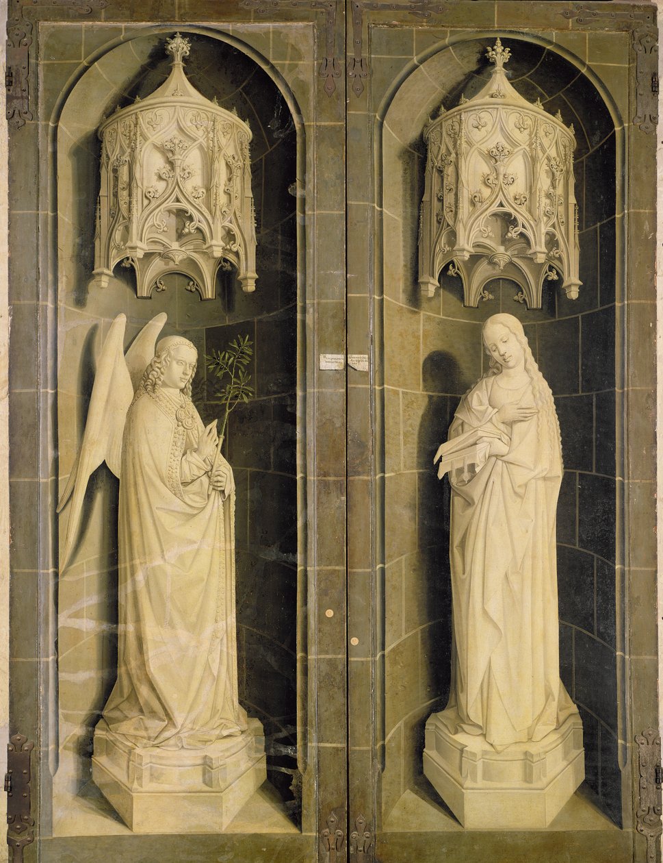 Zvěstování, vnější panel z Triptychu Mojžíše a hořícího keře, kolem roku 1476 od Nicolas Froment