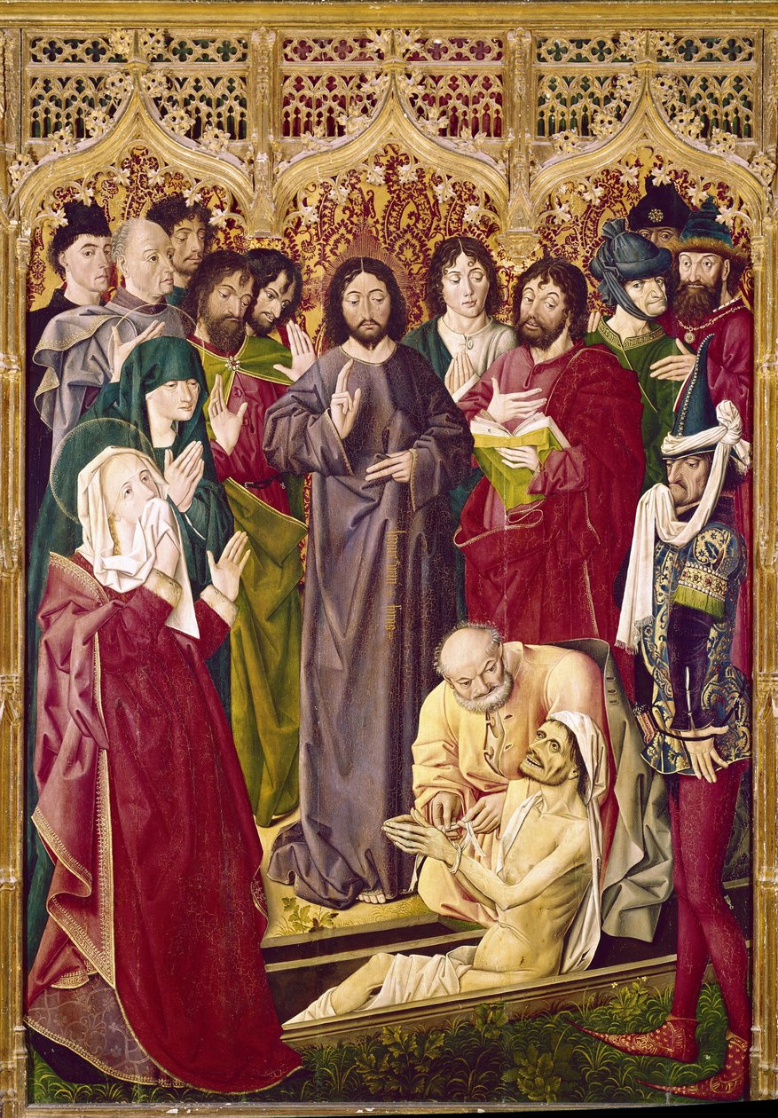 Vzkříšení Lazara (tempera na panelu od Nicolas Froment