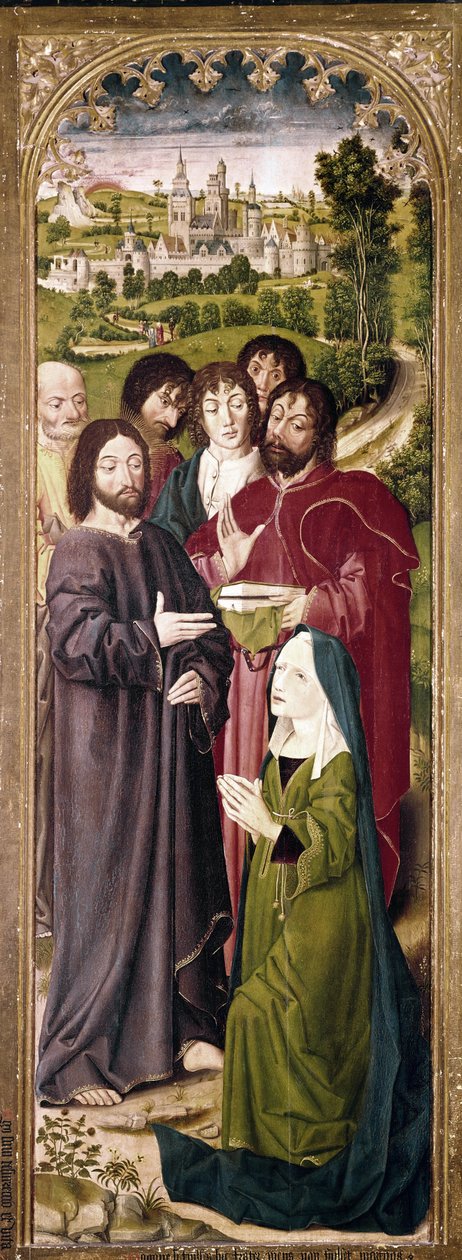 Vzkříšení Lazara: Marta před Kristem (detail levého panelu) (tempera na panelu od Nicolas Froment