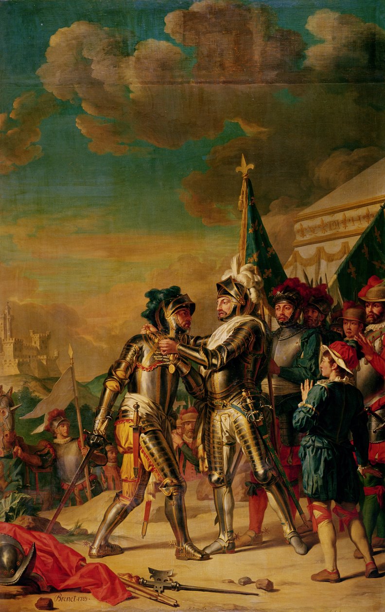 Henri II (1519-59) Předání řetězu Řádu Saint-Michel Gaspardovi de Saulx (1509-73) hraběti z Tavannes, po bitvě u Renty, 13. srpna 1554, 1789 od Nicolas Guy Brenet