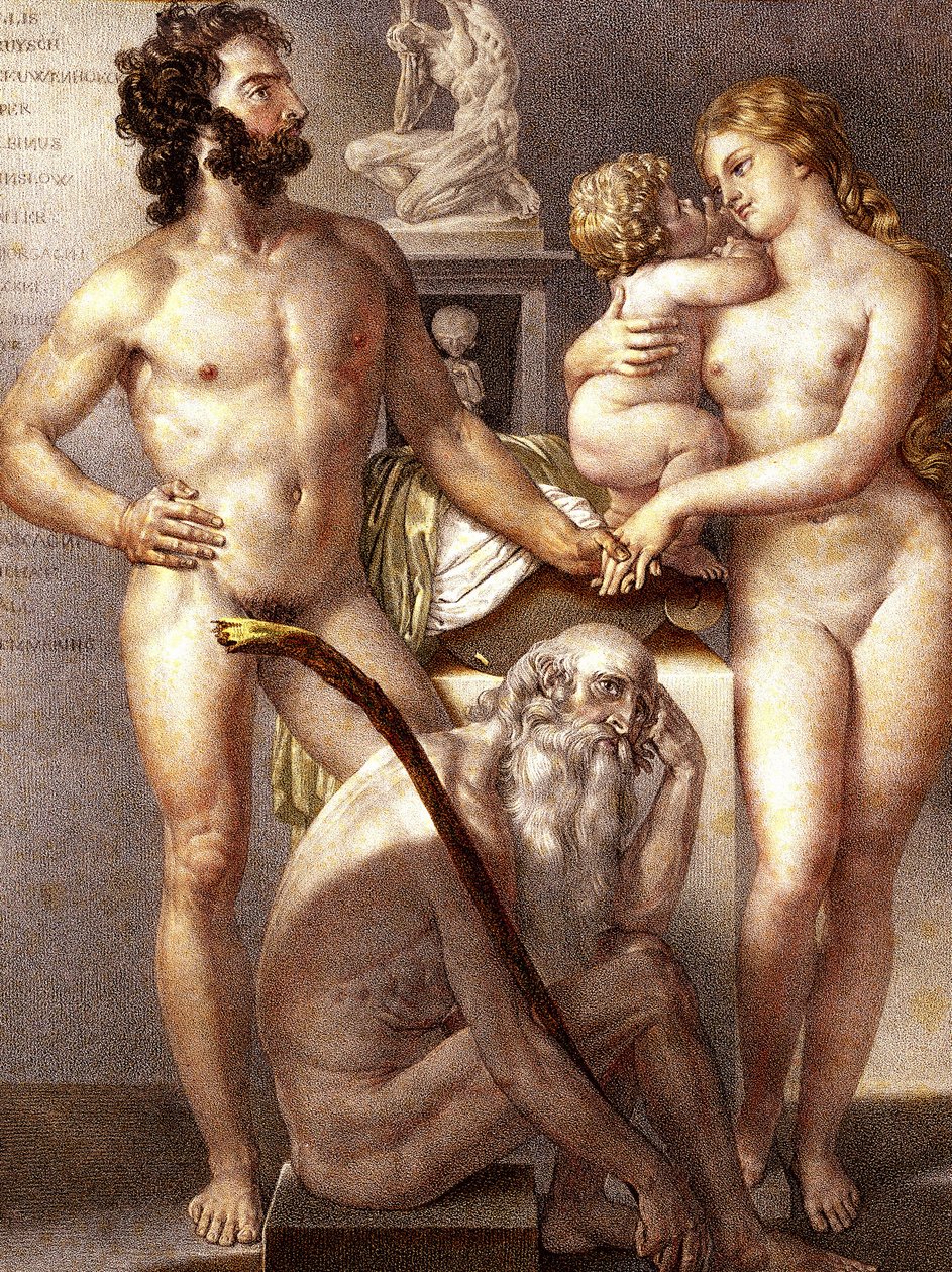 Anatomie člověka - 3 věky 1884 od Nicolas Henri (after) Jacob