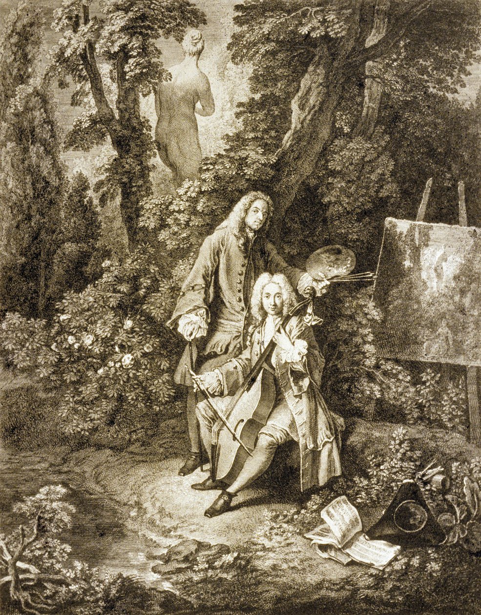 Pánové z Jullienne a Watteau v parku po obraze od Watteaua od Nicolas Henri Tardieu