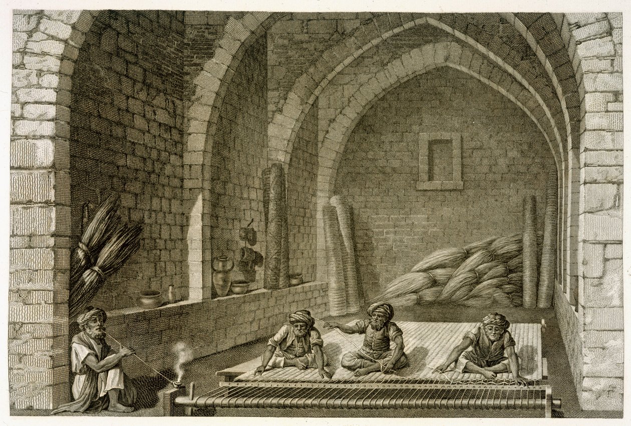 Weaving a Rug, od Volume II Arts and Trades of 