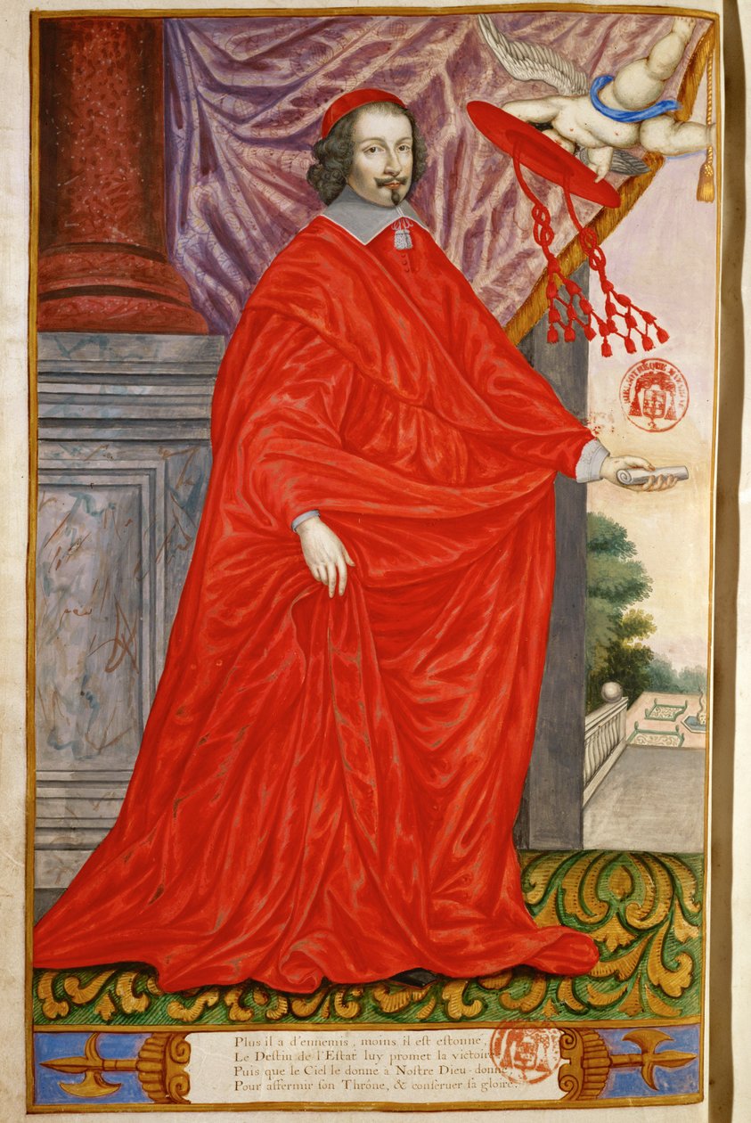 Mazarin, Jules, kardinál Z Panegyrique illustre des Hommes celebres de notre Siecle Miniatura na pergamenu MS 2213 ... (miniatura na pergamenu) od Nicolas Jarry