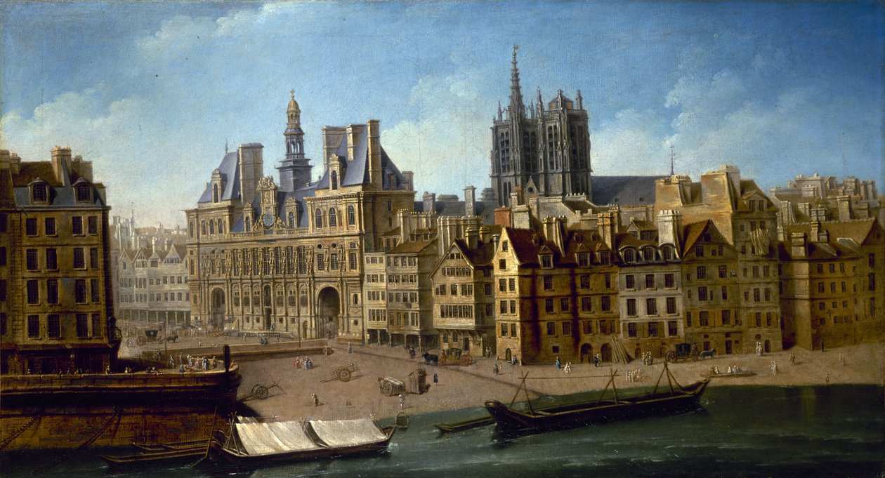 Radnice a náměstí Place de Grève, 1753. od Nicolas Jean Baptiste Raguenet