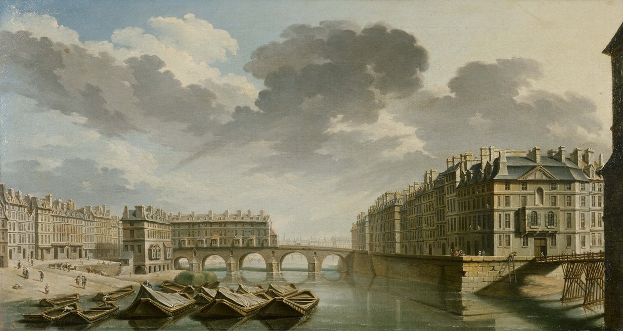 Quai des Ormes, most Marie a ostrov Saint-Louis, 1757. od Nicolas Jean Baptiste Raguenet