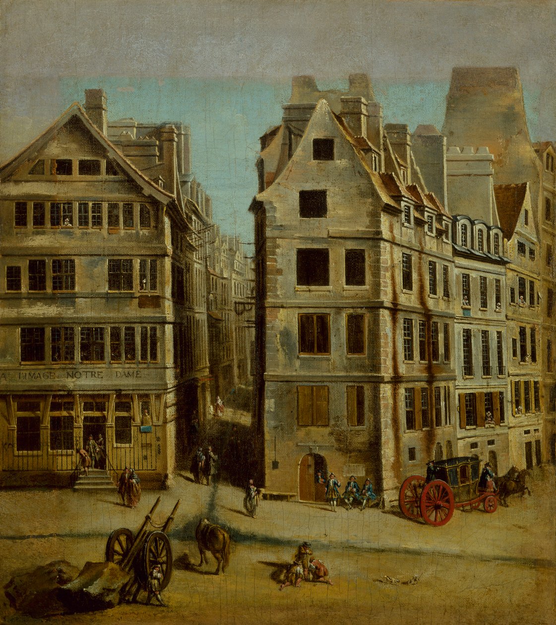 Obraz kabaret Notre-Dame, Place de Grève, 1751. od Nicolas Jean Baptiste Raguenet