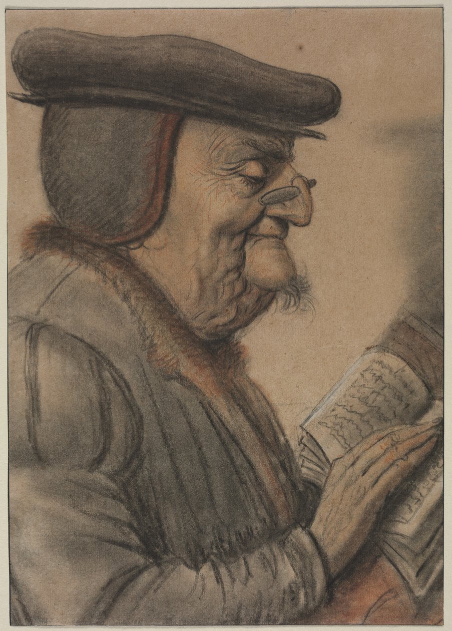 Starší muž čte knihu, první polovina 1600. od Nicolas Lagneau