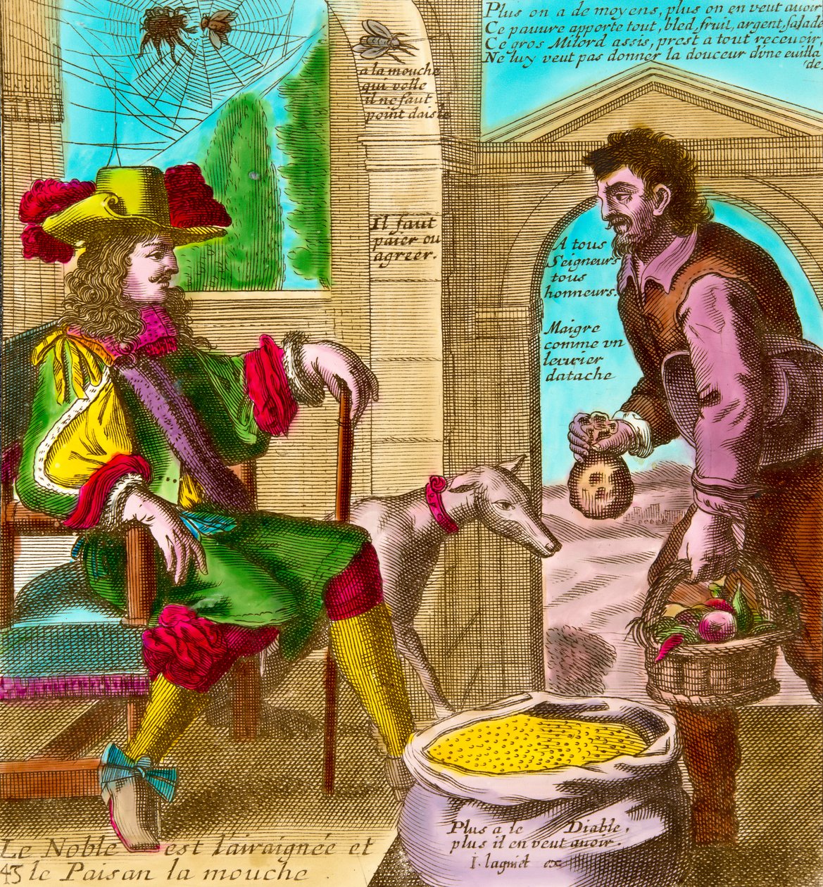 Třetí daň z majetku: „Pavouk a moucha“ nebo „Vznešený a rolník“ od Nicolas and Lagniet Jacques Guerard