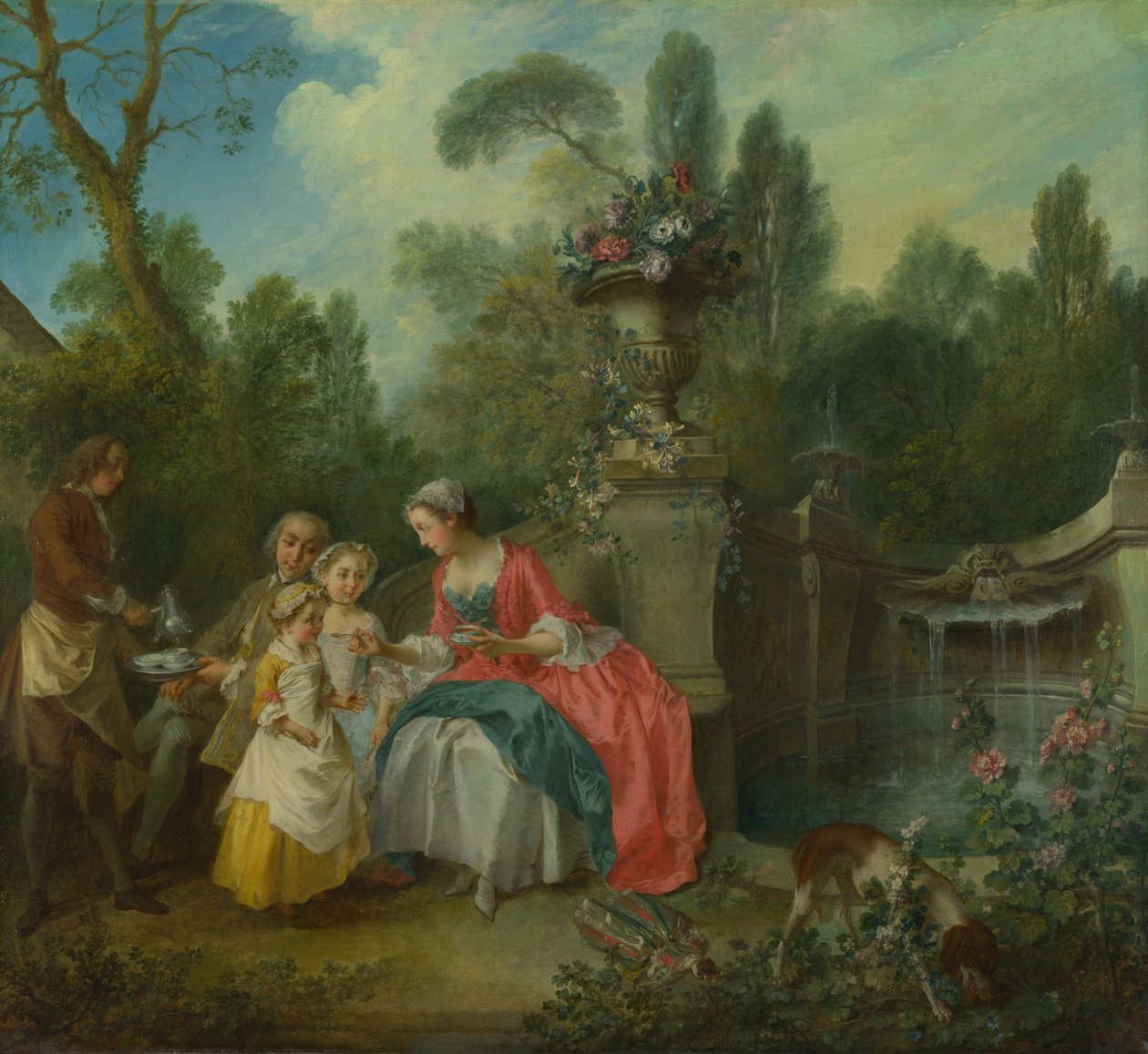 Dáma v zahradě pije kávu s dětmi, asi 1742 od Nicolas Lancret