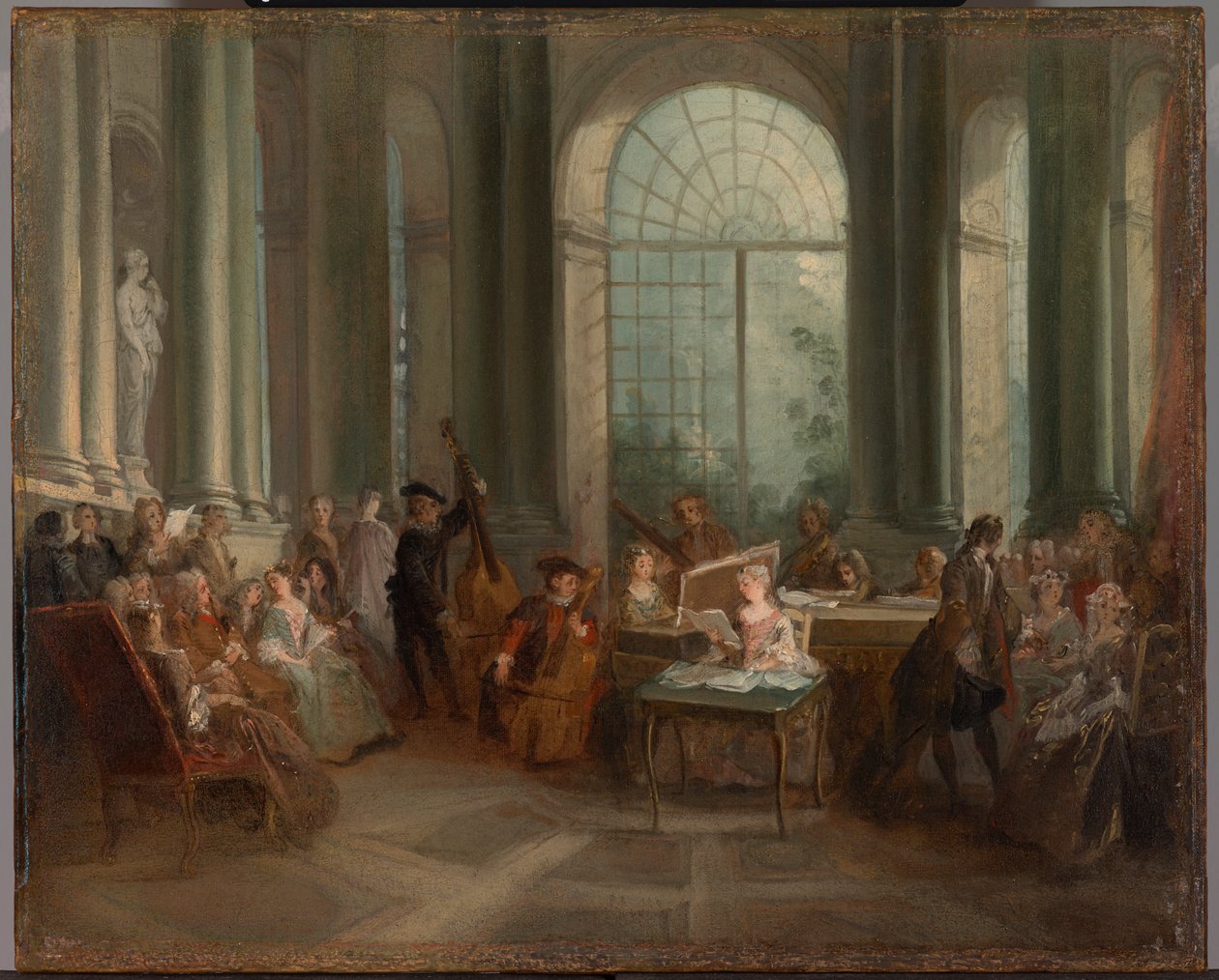 Koncert v oválném sále zámku Pierra Crozata v Montmorency od Nicolas Lancret