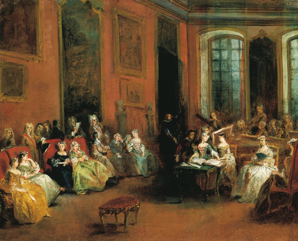 Koncert v pařížském hotelu Pierra Crozata, kolem 1719-20 (olej na plátně) od Nicolas Lancret