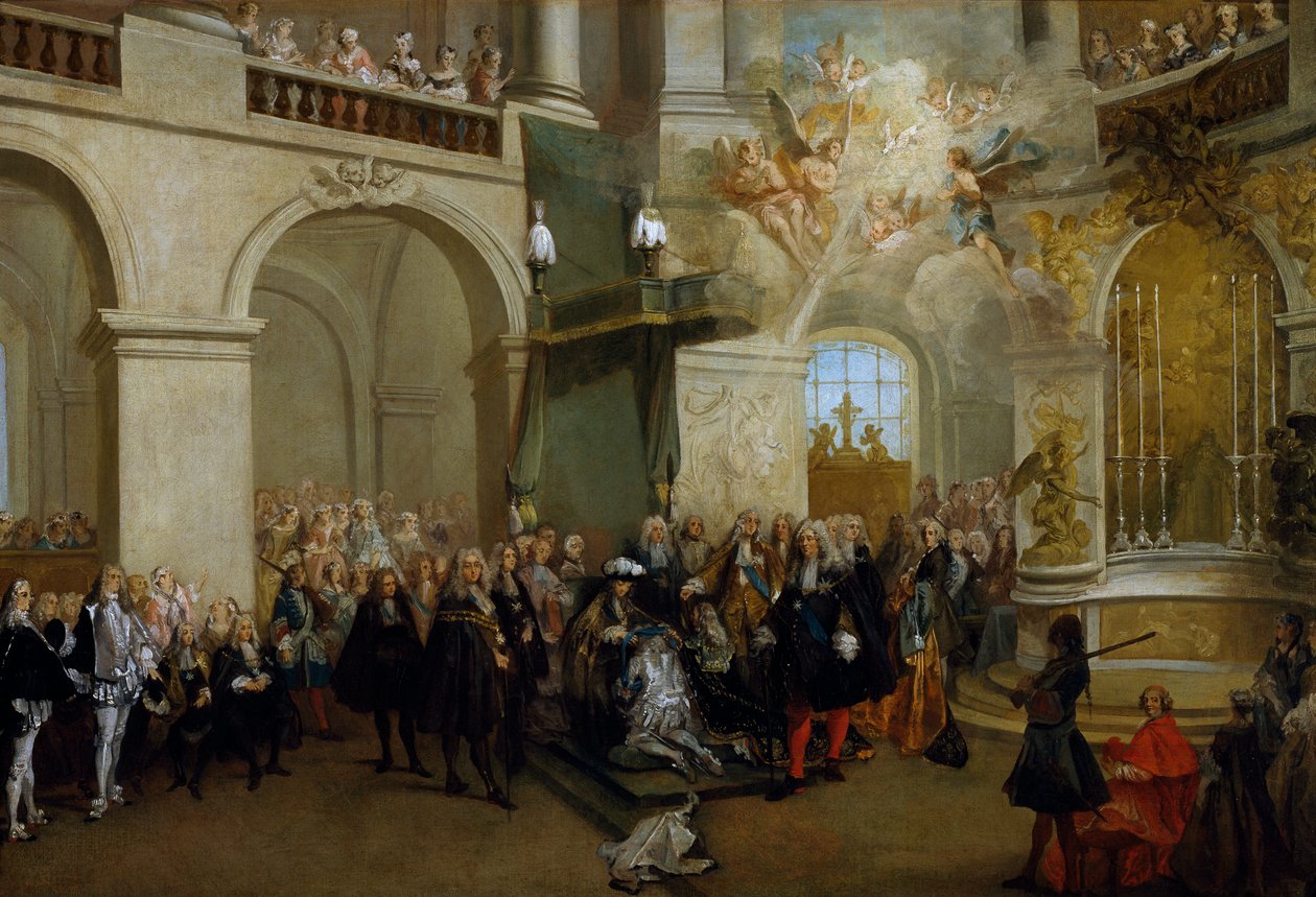 Udělování řádu Ducha svatého v kapli ve Versailles, 3. června 1724 (olej na plátně) od Nicolas Lancret