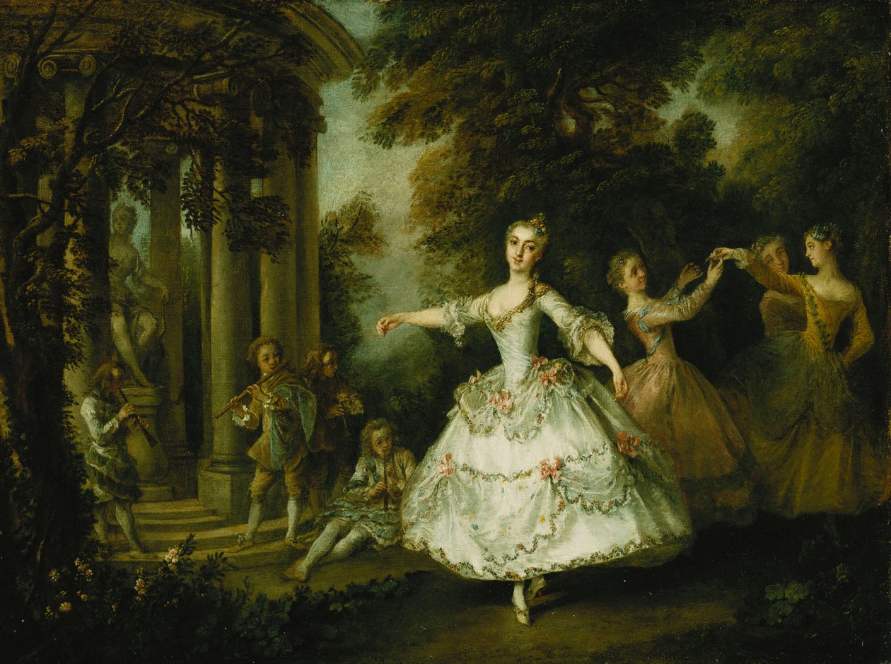 Mademoiselle Salle jako Venuše se třemi gracemi, od Nicolas Lancret