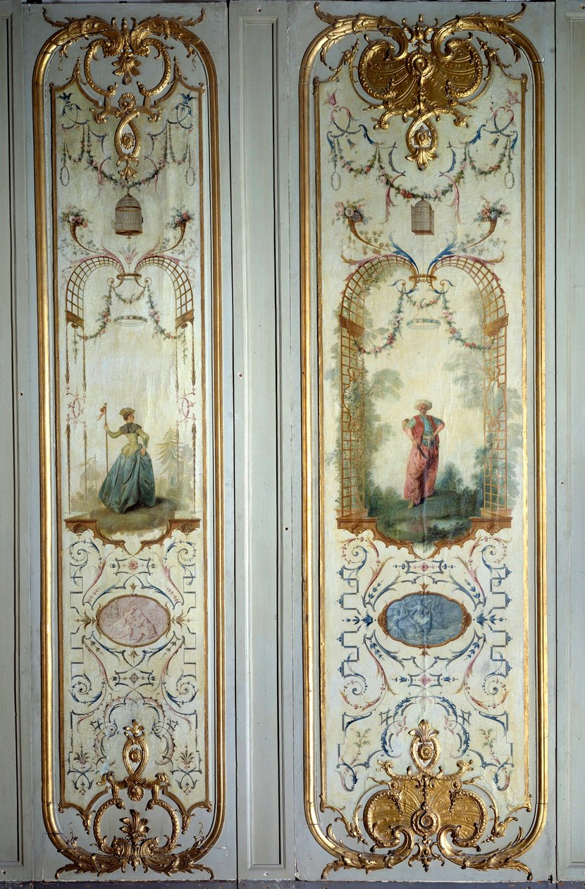 Malovaný panel hotelu de Peyrenc realizovaný Nicolasem Lancretem (1690-1743) 1725 Paříž, dekorativní umění od Nicolas Lancret