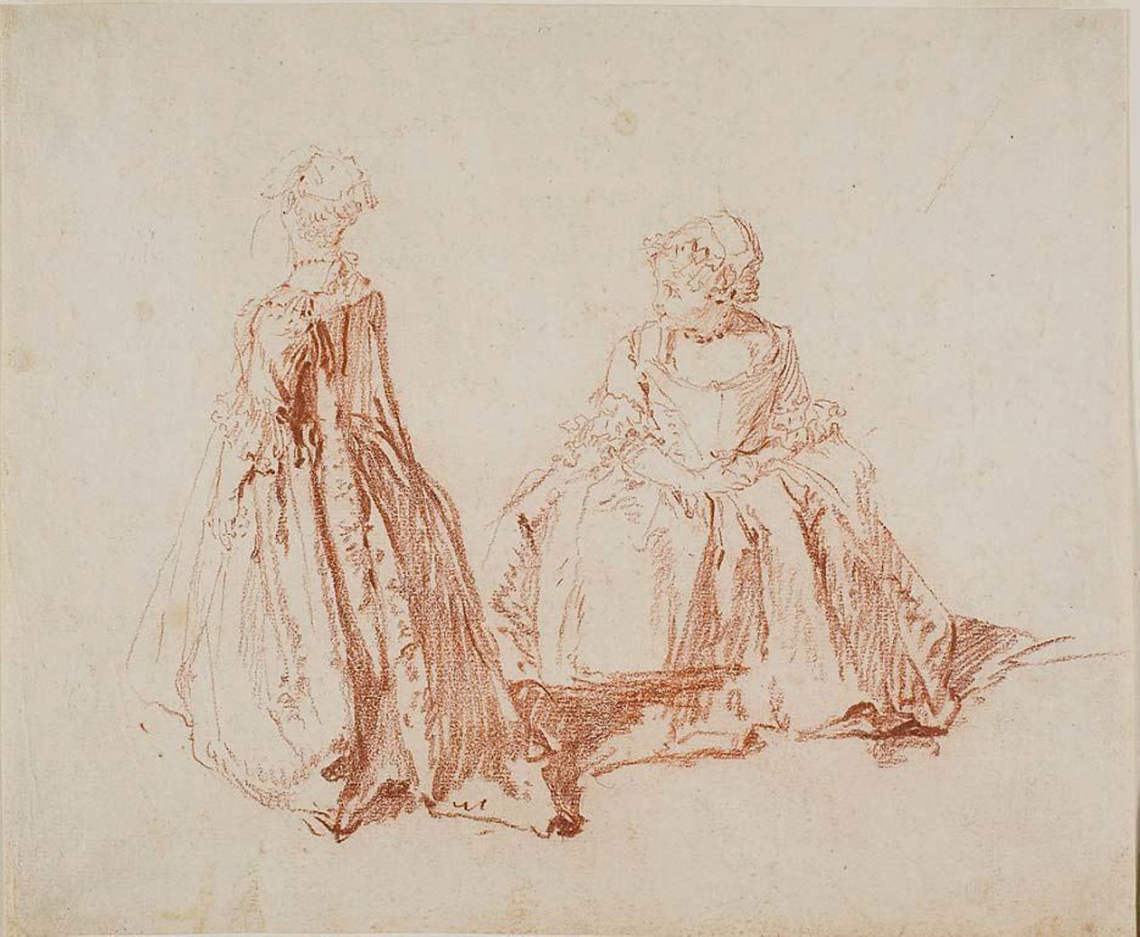 Studie dvou malých dívek, asi 1725 (červená křída na slonovinovém papíře) od Nicolas Lancret