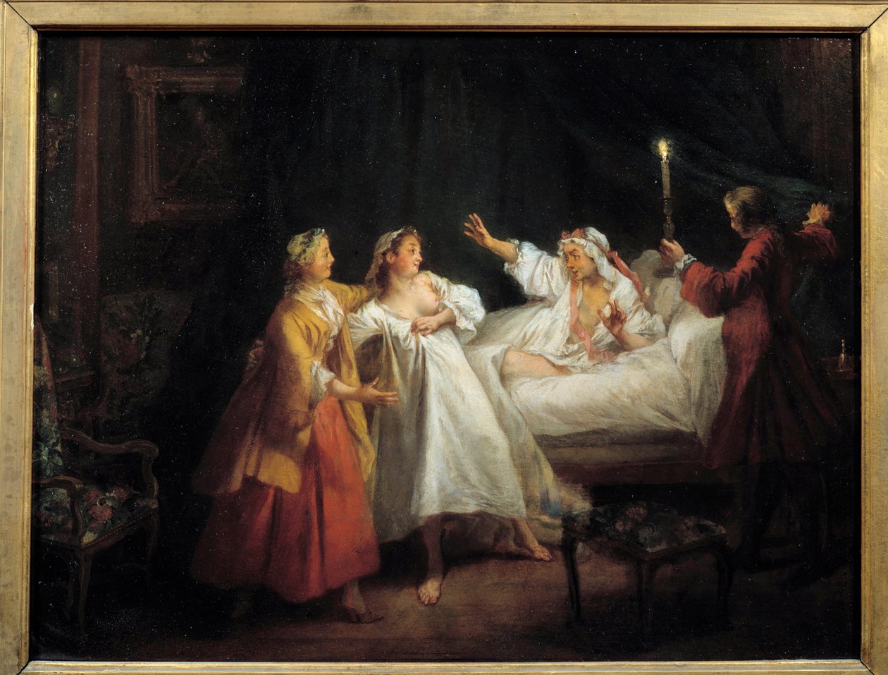 Příběhy Jean de La Fontaine: Gaskoňský potrestaný obraz na mědi od Nicolase Lancreta (1690-1743) Sun. 0,28 x 0,36 m od Nicolas Lancret