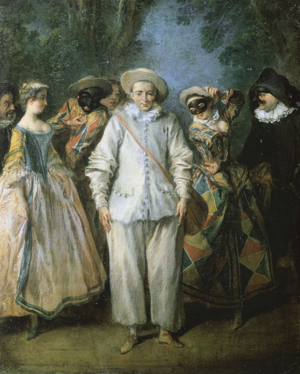 Herci italské komedie aneb The Italian Theatre, c.1725-28 (olej na dřevě) od Nicolas Lancret