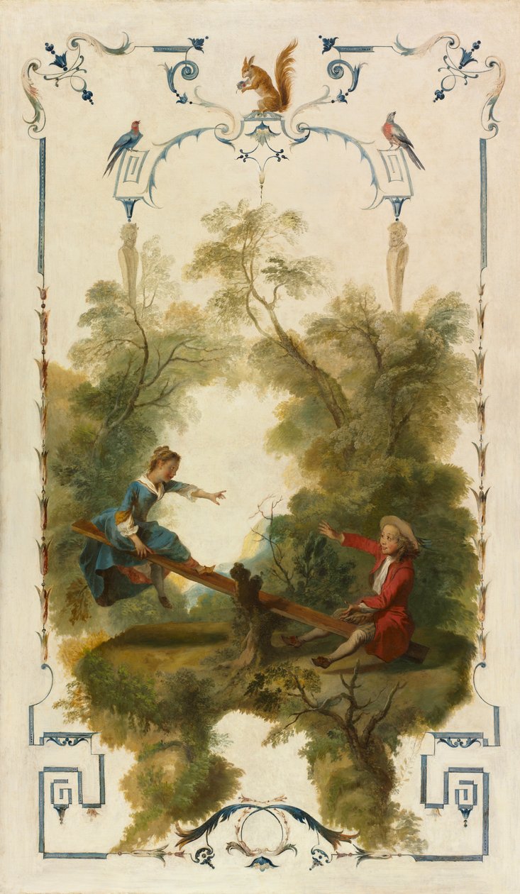 Houpací houpačka, asi 1723-27 (olej na plátně) od Nicolas Lancret