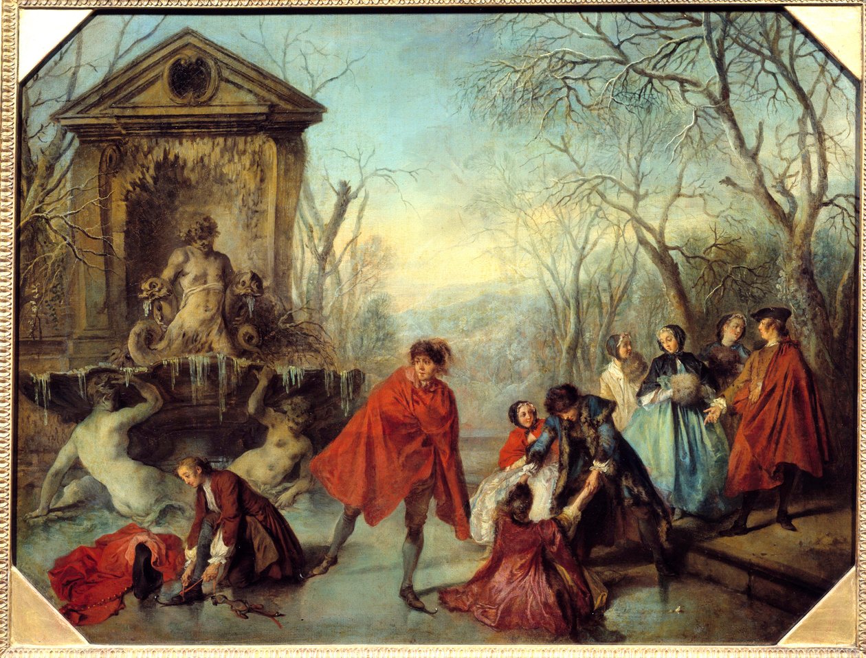 Zimní bruslení na jezeře gele. Obraz Nicolase Lancreta (1690-1743) 1738 Ne. 0,69x0,89 m od Nicolas Lancret