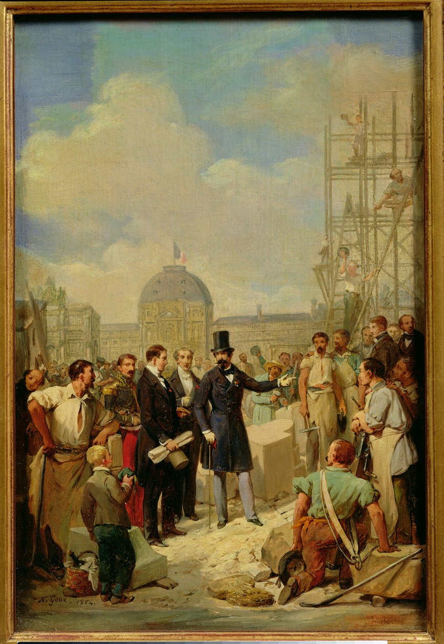 Studium pro Napoleona III. (1808-73) Návštěva děl v Louvru, 1854 od Nicolas Louis Francois Gosse