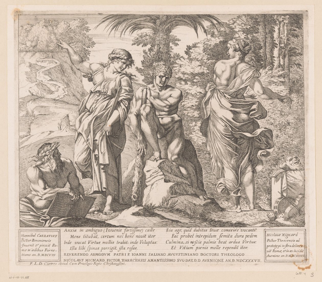 Herkules mezi ctností a neřestí od Nicolas Mignard