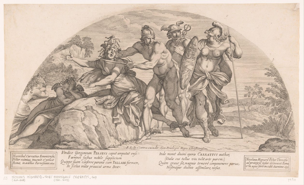 Perseus setne hlavu Medúzu Příběhy z Odyssey (název série) od Nicolas Mignard