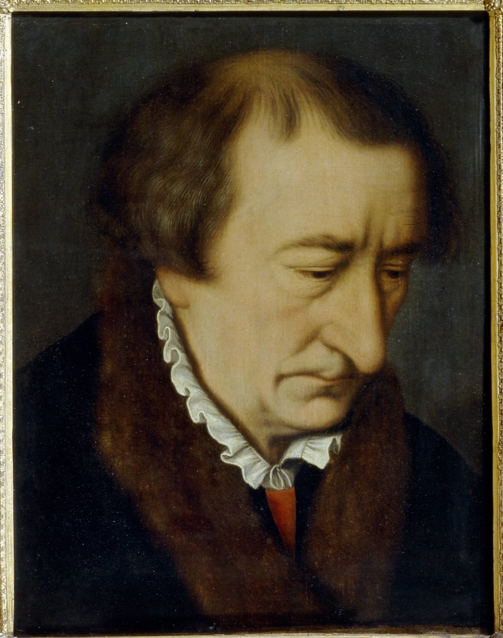 Portrét Johanna Neudorffera staršího (1497-1563) (Portrét J. Neudorffera staršího). Mistr spisovatel autor sbírky Fundament (1519, Norimberk), nejstarší příručky tištěného písma. Malba Nicolase Neufchatela (kolem 1527-cca 1590), olej na od Nicolas Neufchatel
