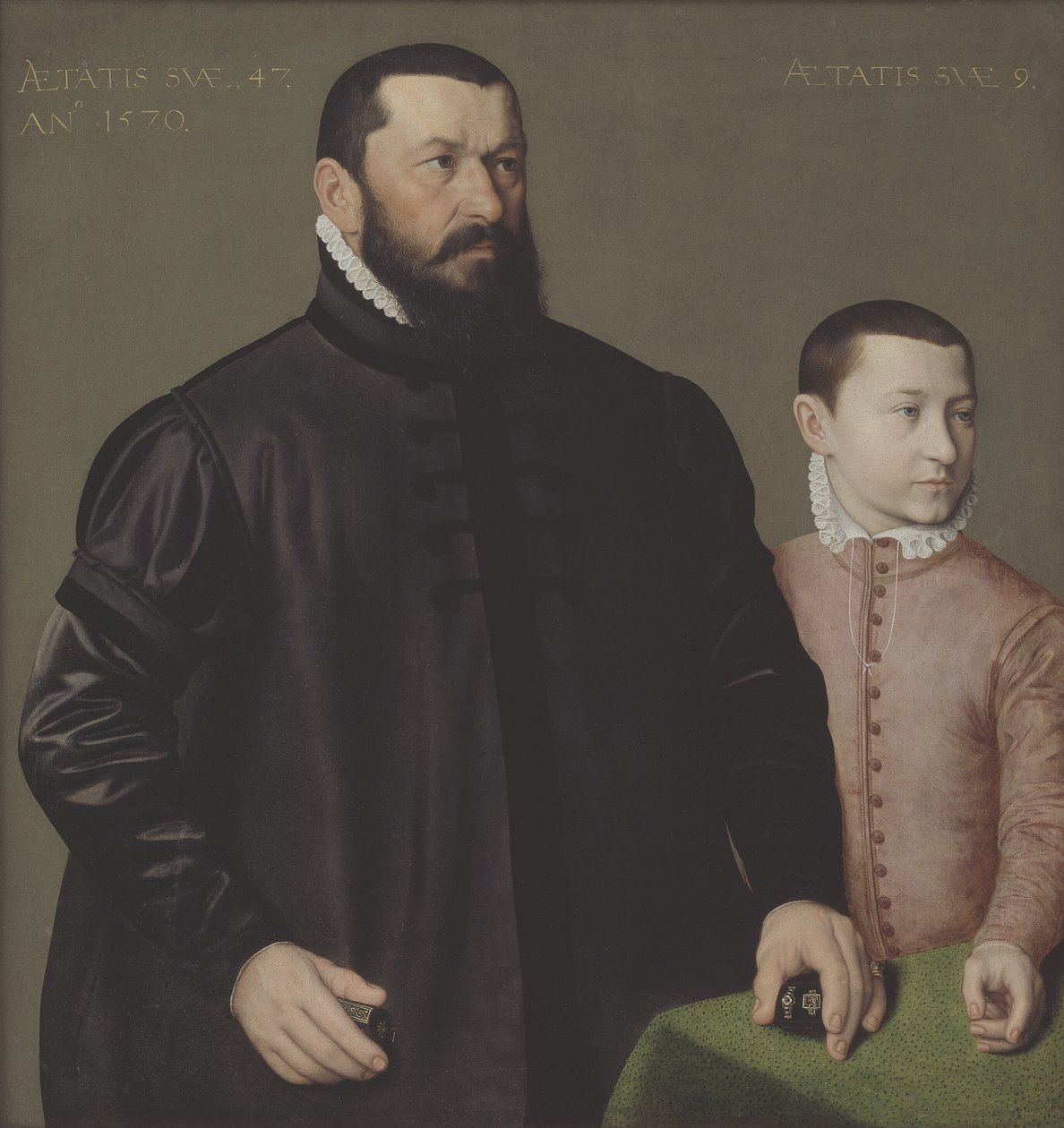 Portrét norimberského zlatníka Hanse Lenckera (1523-1585) a jeho 9letého syna Elisia mladšího od Nicolas Neufchatel