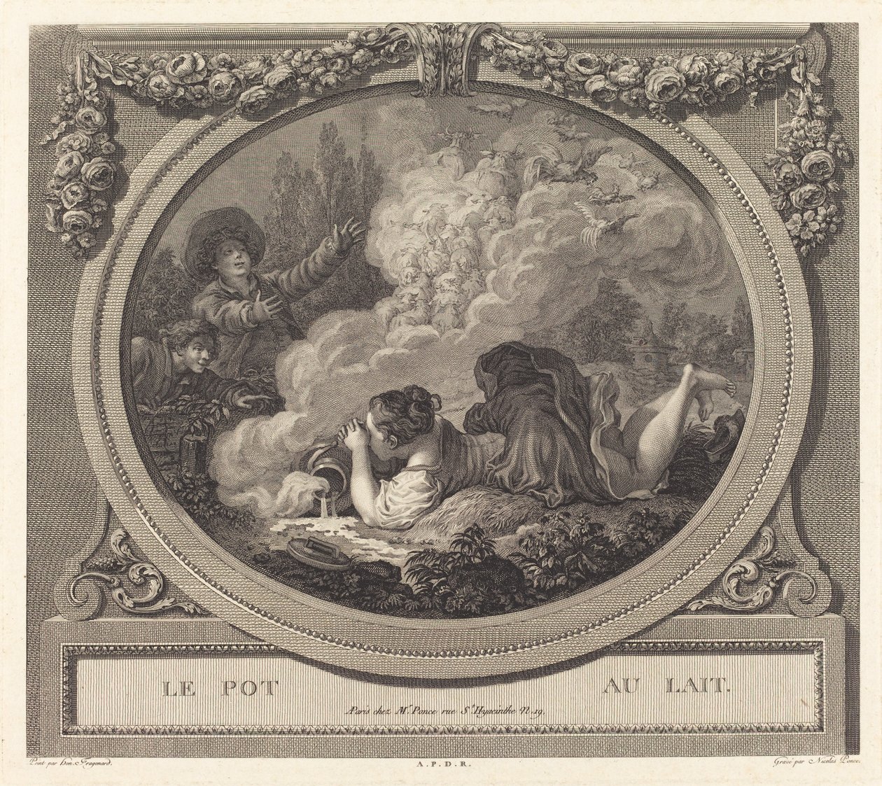 Konvička na mléko od Nicolas Ponce after Jean Honoré Fragonard