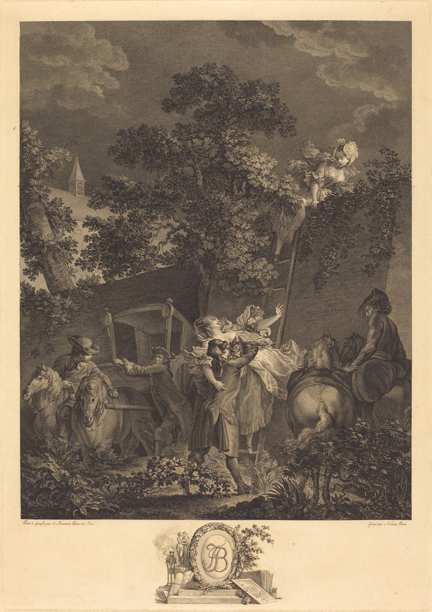 Noční únos od Nicolas Ponce after Pierre Antoine Baudouin