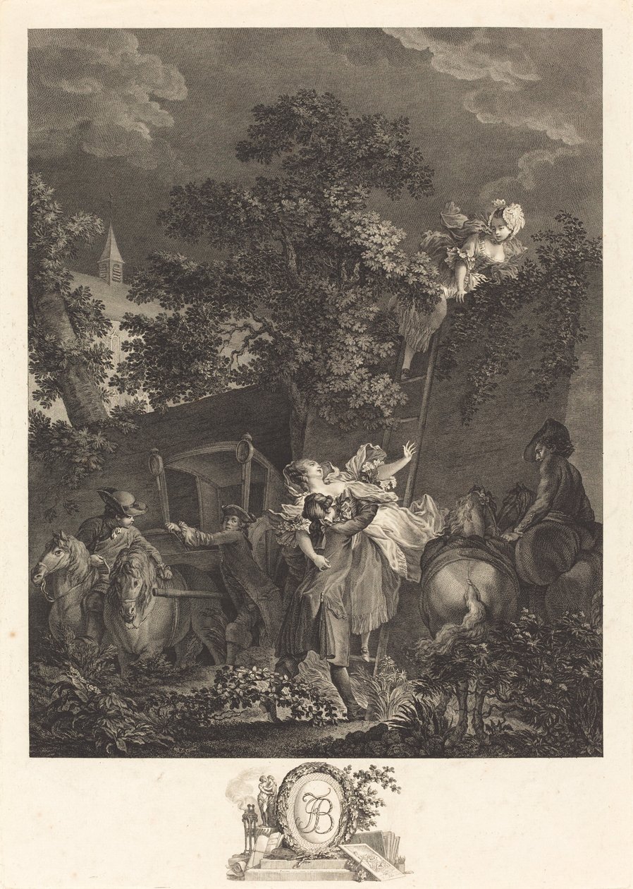 Noční únos od Nicolas Ponce after Pierre Antoine Baudouin