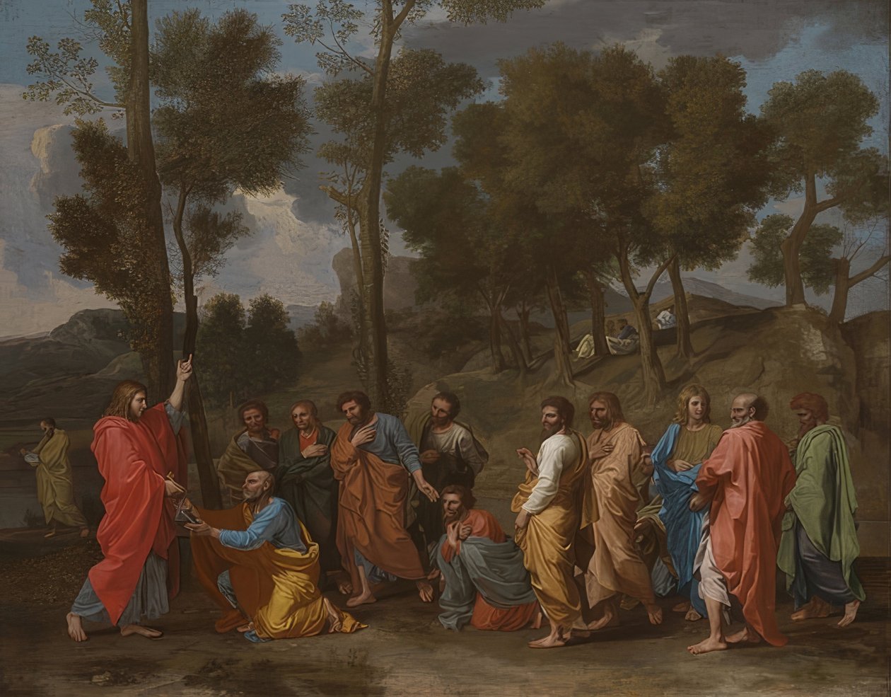 Svátost svěcení (Kristus dává Petrovi klíče). Kolem 1637-40 od Nicolas Poussin