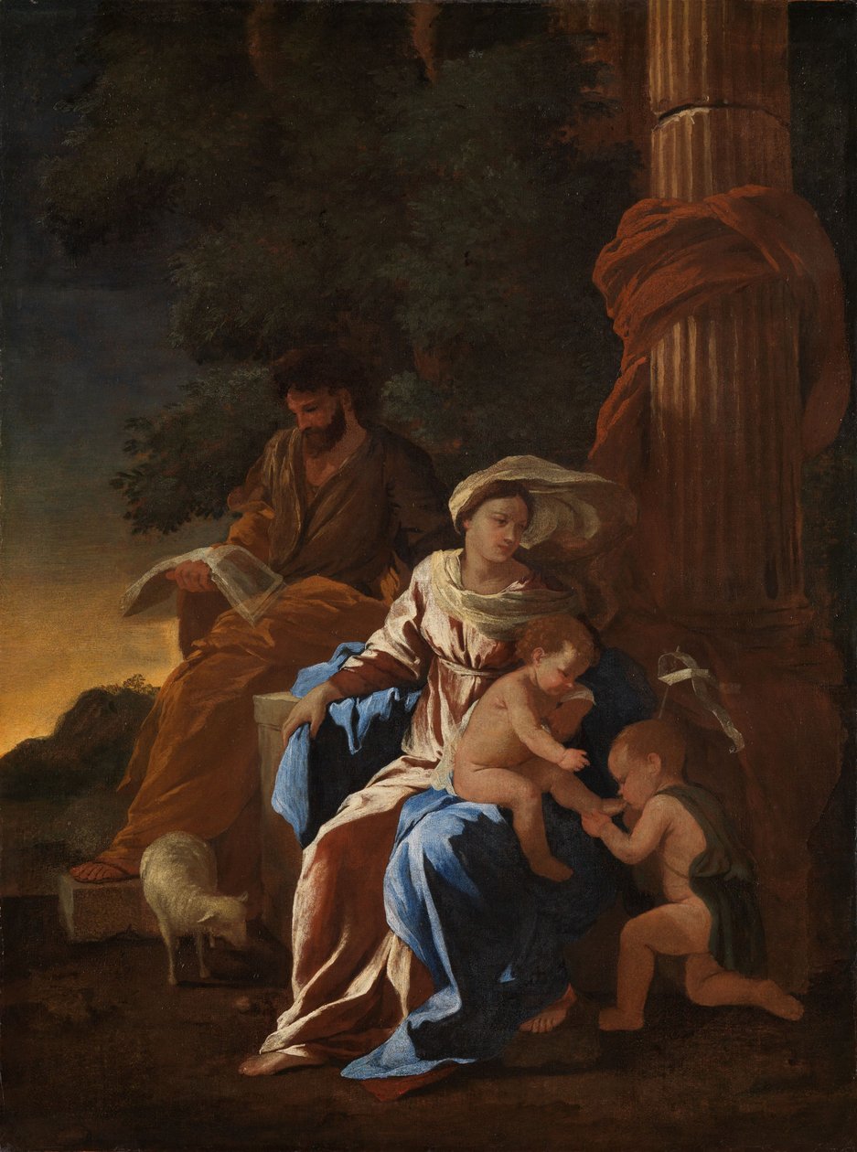 Svatá rodina s malým Janem Křtitelem od Nicolas Poussin