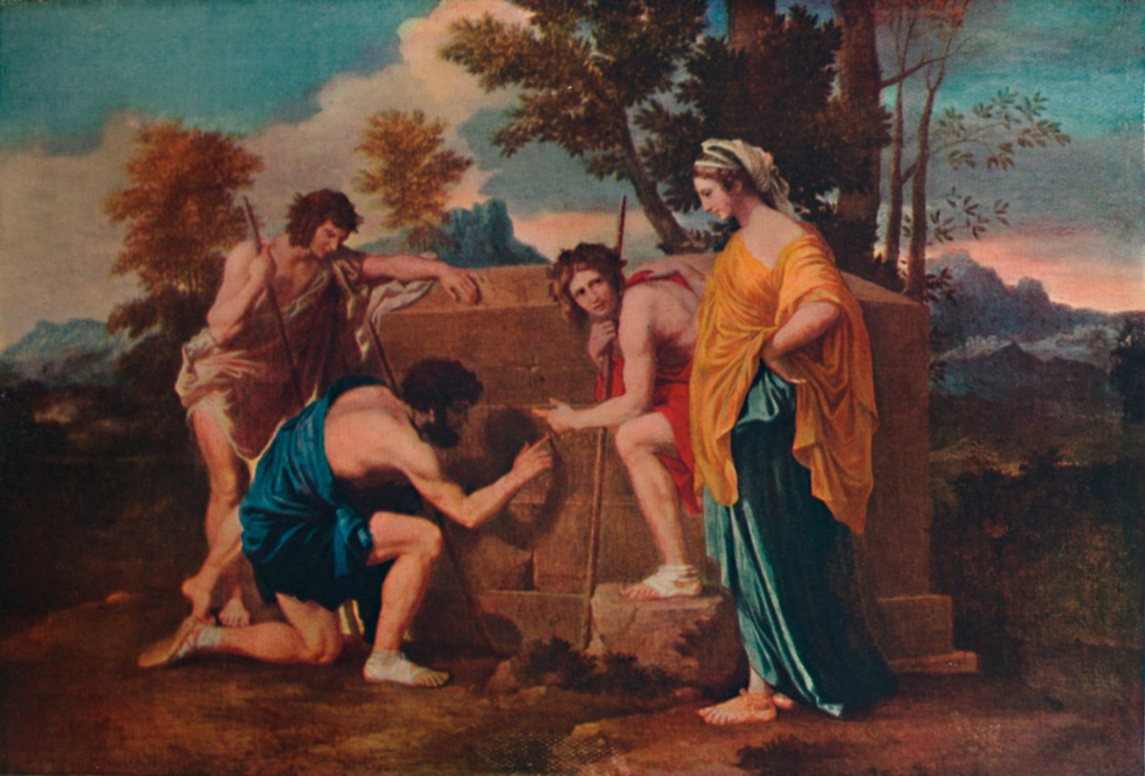 Et in Arcadia ego Les bergers dArcadie neboli The Arcadian Shepherds, 1637-1638, 1911 od Nicolas Poussin