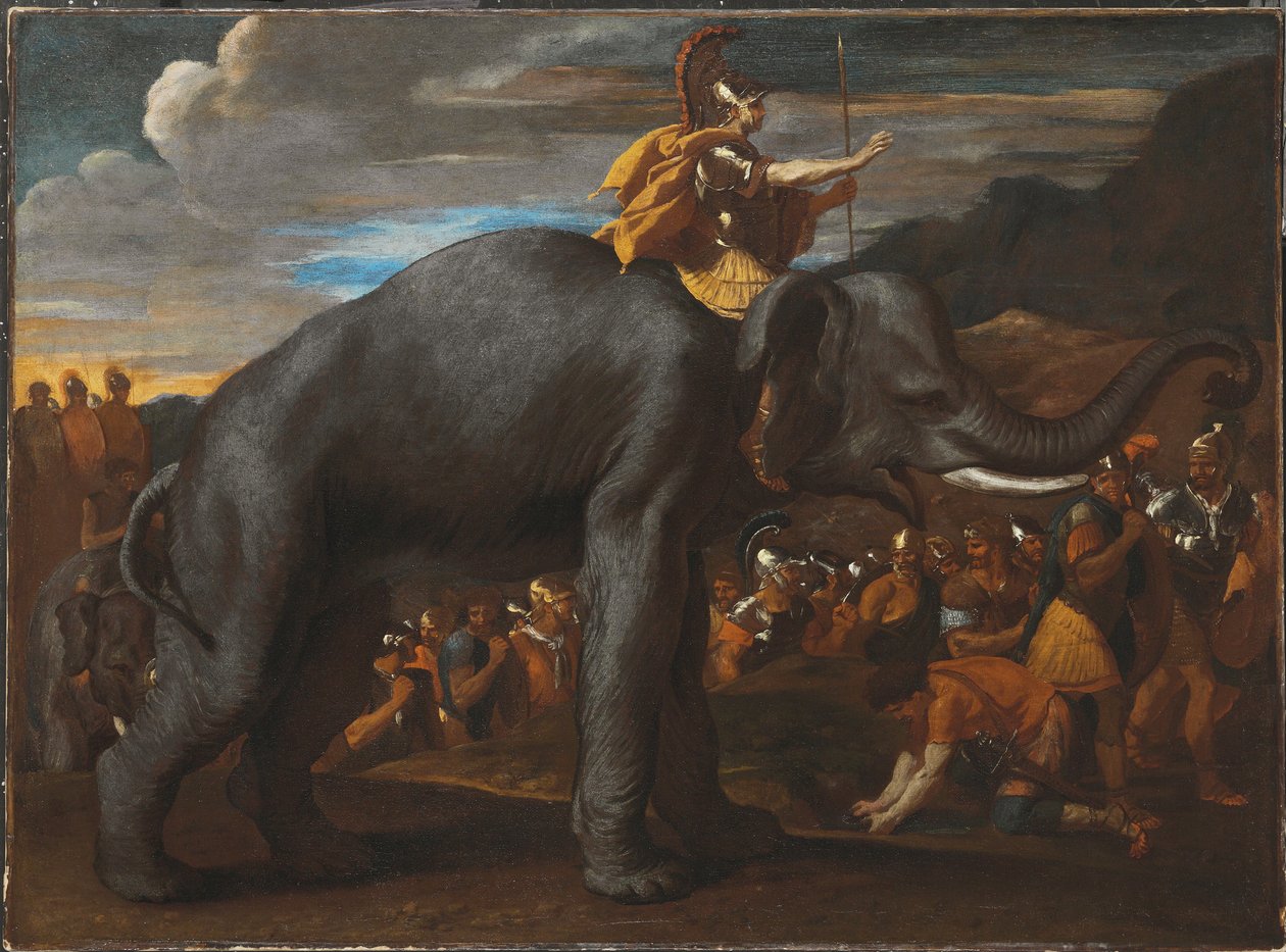Hannibal překračující Alpy na slonovi od Nicolas Poussin