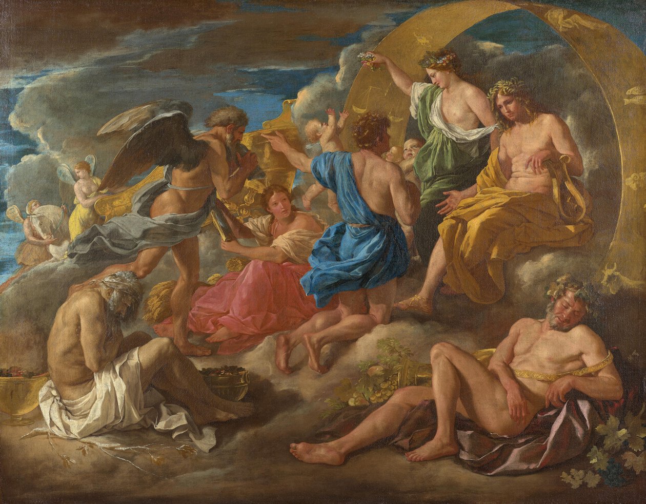 Helios und Phaëton mit Saturn und den vier Jahreszeiten od Nicolas Poussin