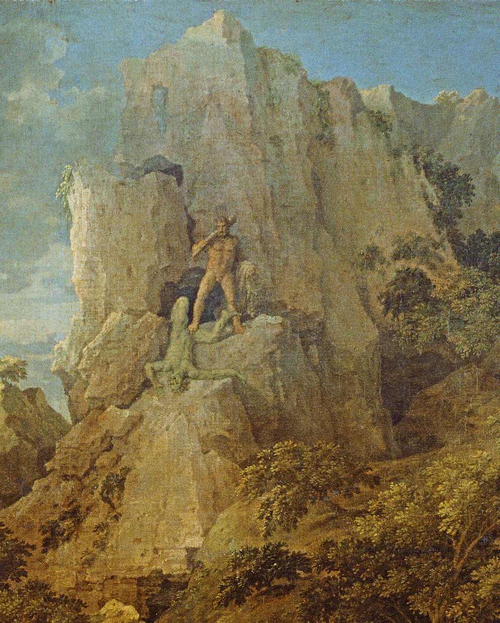 Krajina s Herkulem a Kakem, kolem 1656 olej na plátně detail 205776 od Nicolas Poussin