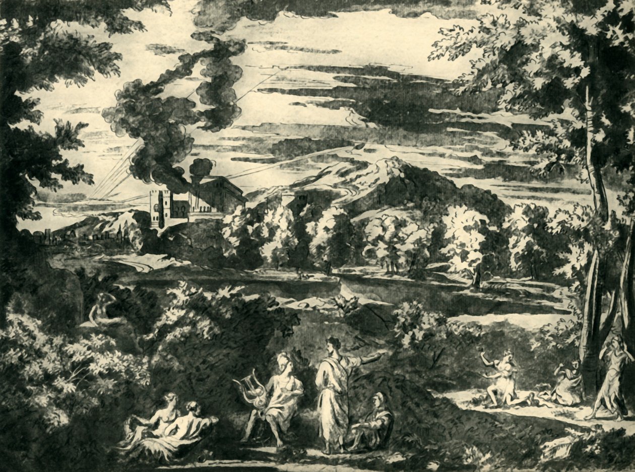Krajina s Orfeem a Eurydikou, polovina 17. století, 1943. od Nicolas Poussin