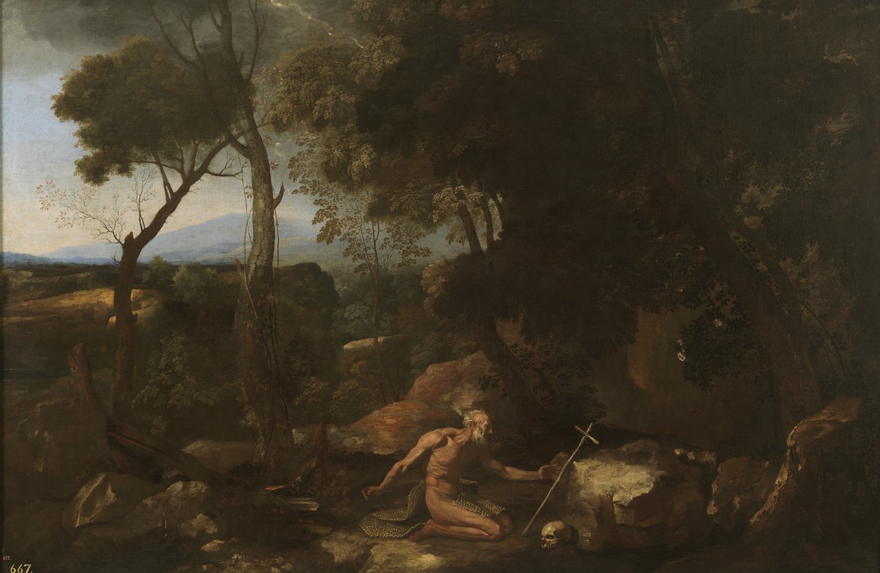 Krajina se svatým Pavlem poustevníkem, 1638 od Nicolas Poussin