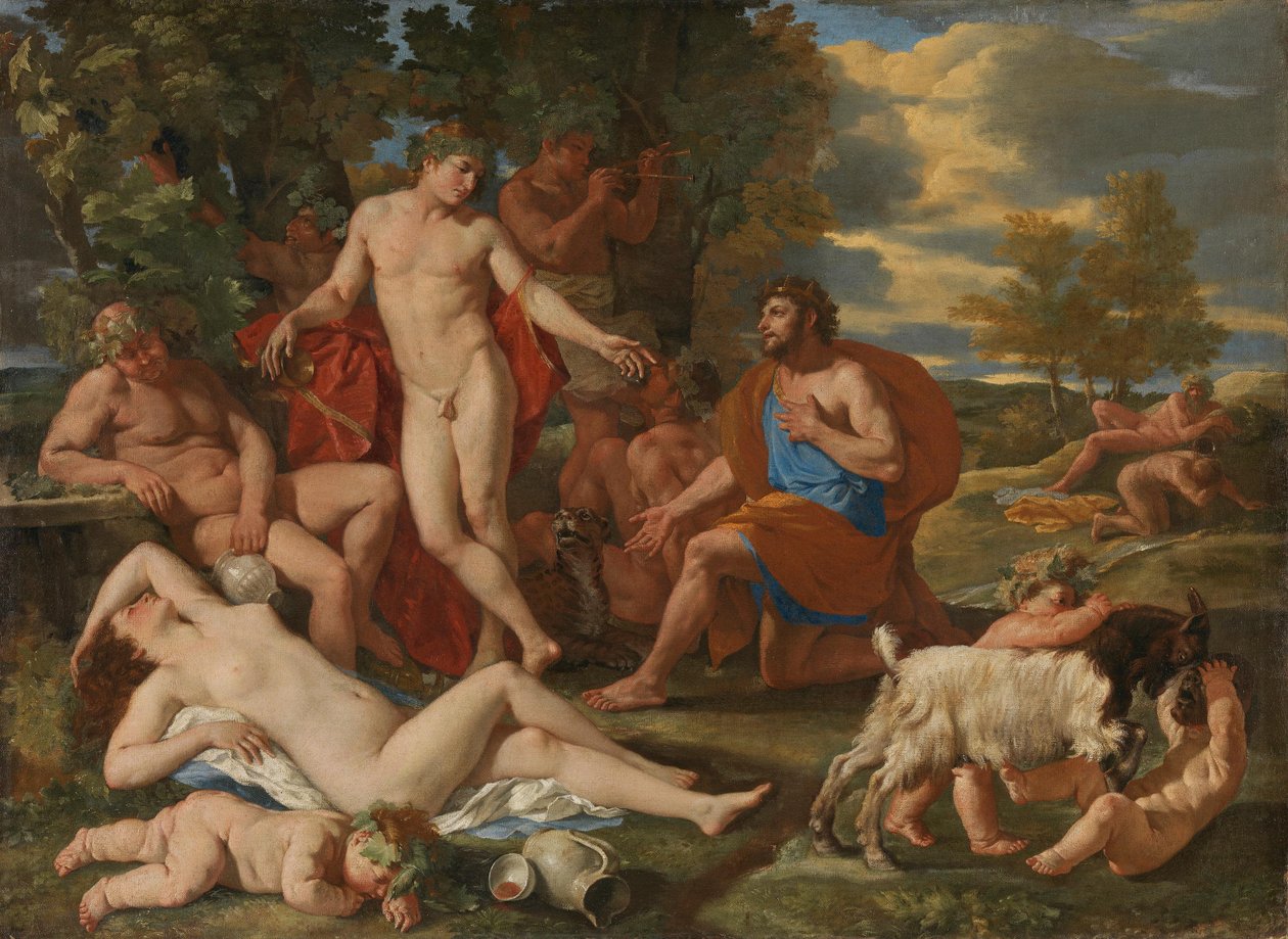Midas a Bakchus od Nicolas Poussin