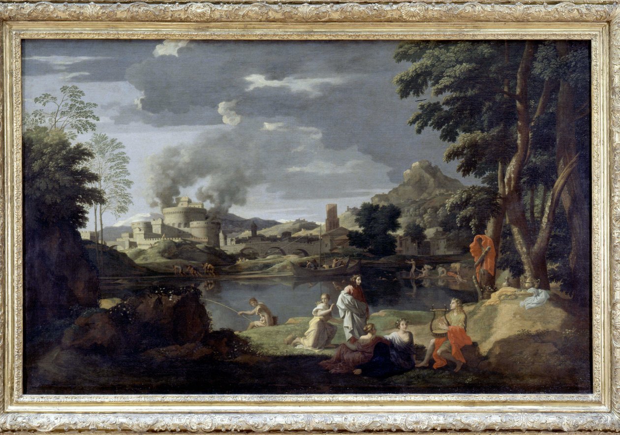 Orfeus a Eurydika od Poussina, muzeum Louvre od Nicolas Poussin
