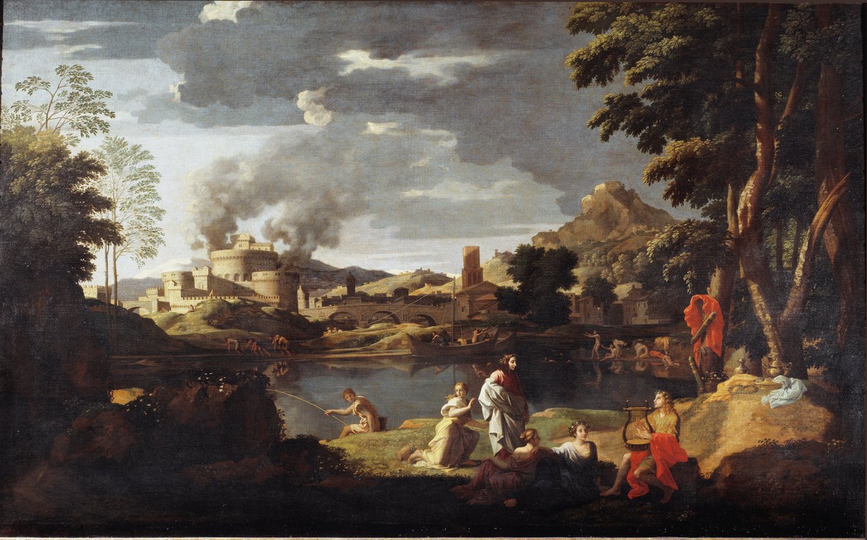 Obraz Orfea a Eurydiky od Nicolase Poussina od Nicolas Poussin