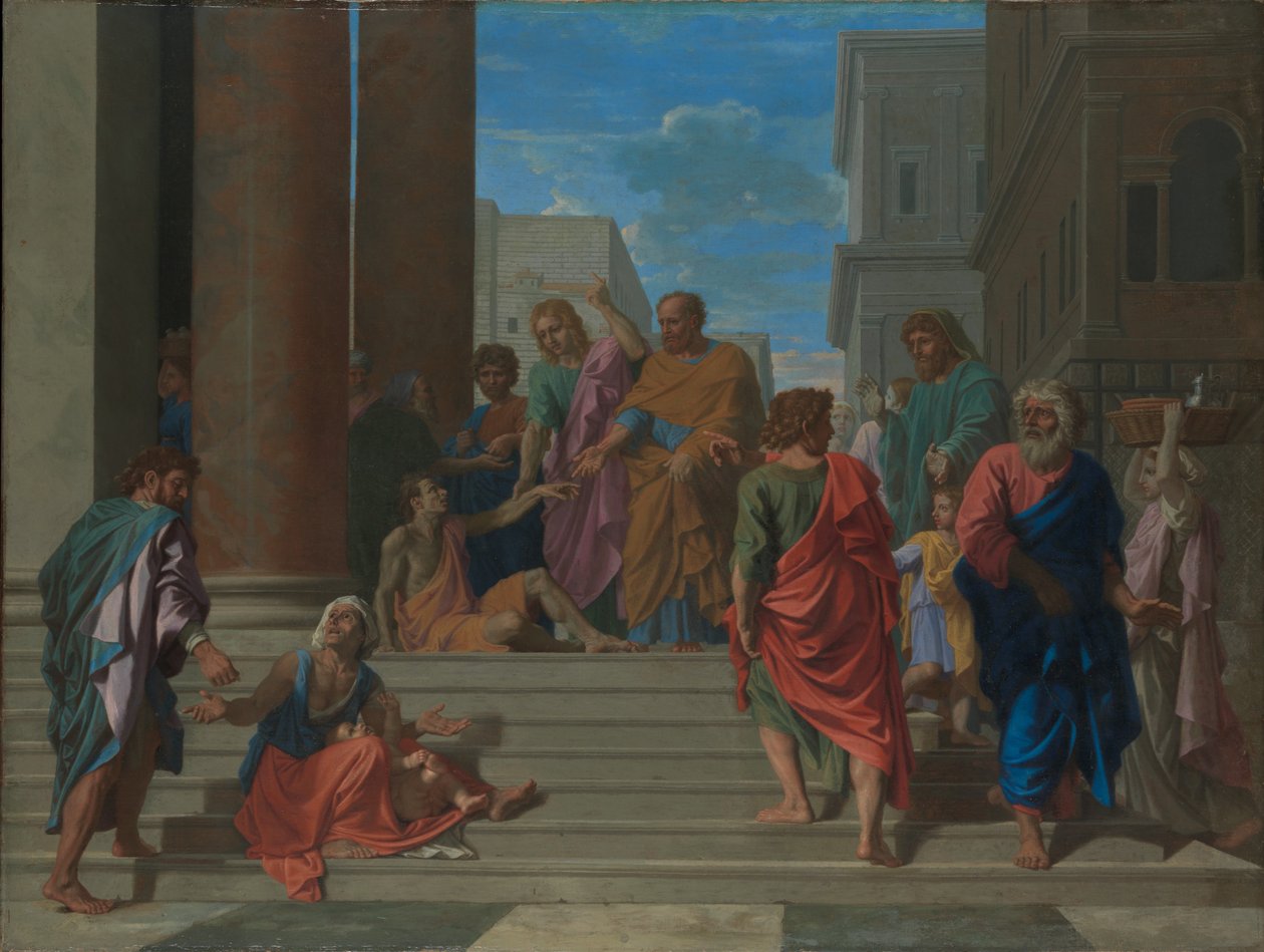 Svatí Petr a Jan uzdravující chromého muže od Nicolas Poussin
