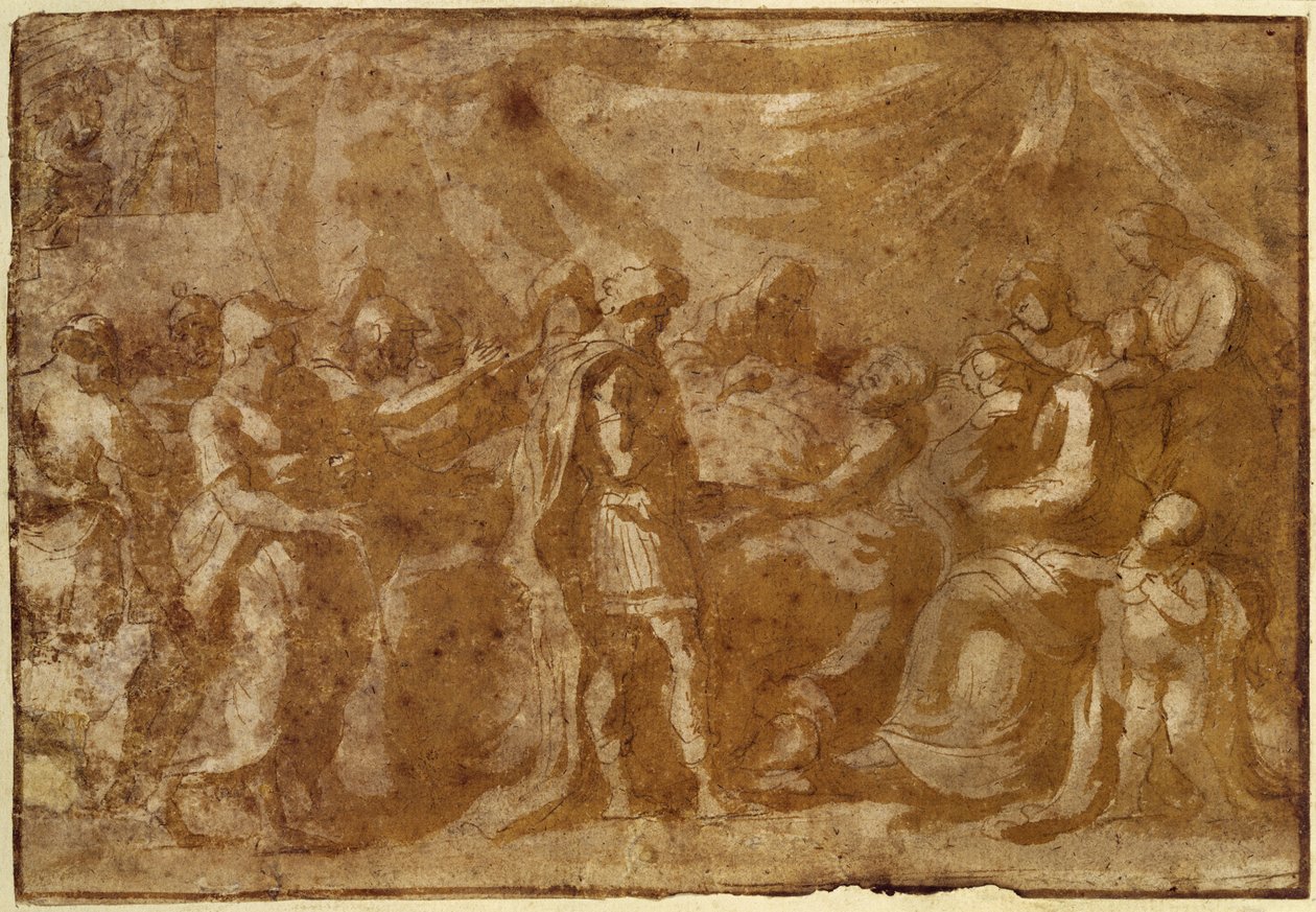 Studie ke smrti Germanica (pero a inkoust na papíře) od Nicolas Poussin